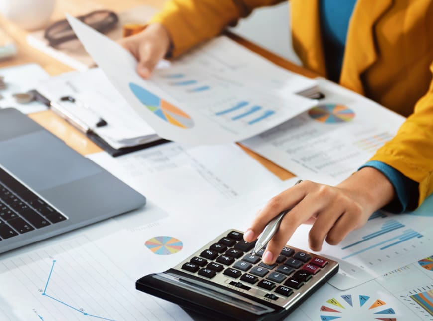 Person doing calculations
